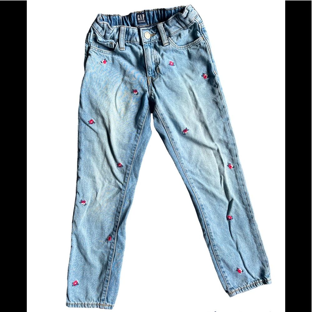 Gap girlfriend girls jeans with floral design size 7